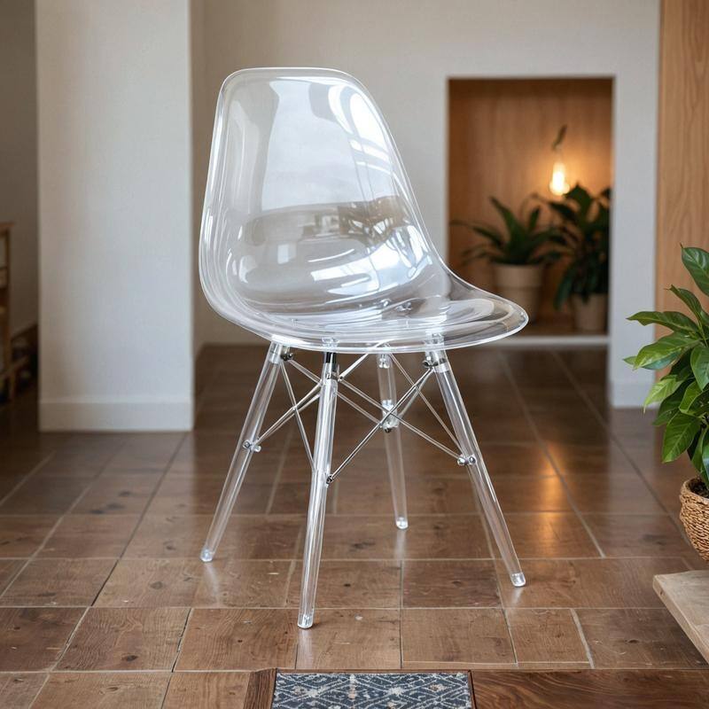 Dover Modern Ergonomic Acrylic Accent Side Chair with Eiffel-Style Legs for Dining Room, Kitchen, and Home Office - 32" Height