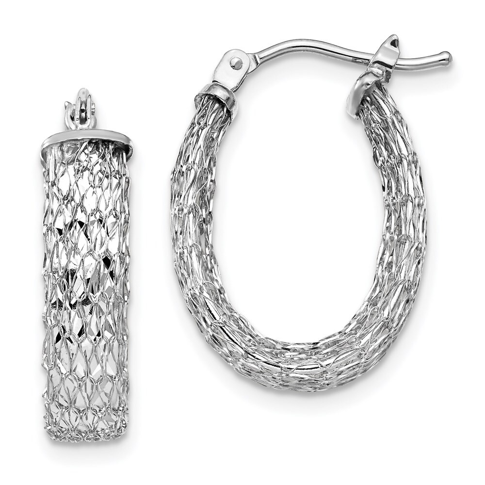 Jewels By Lux Leslie's 14k White Gold Polished and Diamond-cut Hoop Earrings Jewels By Lux Leslie's 14k White Gold Polished and Diamond-cut Hoop Earrings