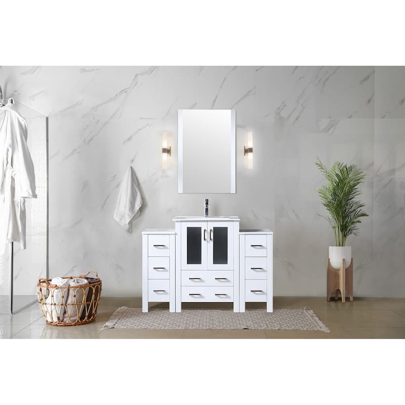 Volez Single Bath Vanity with Side Cabinet and White Ceramic Top