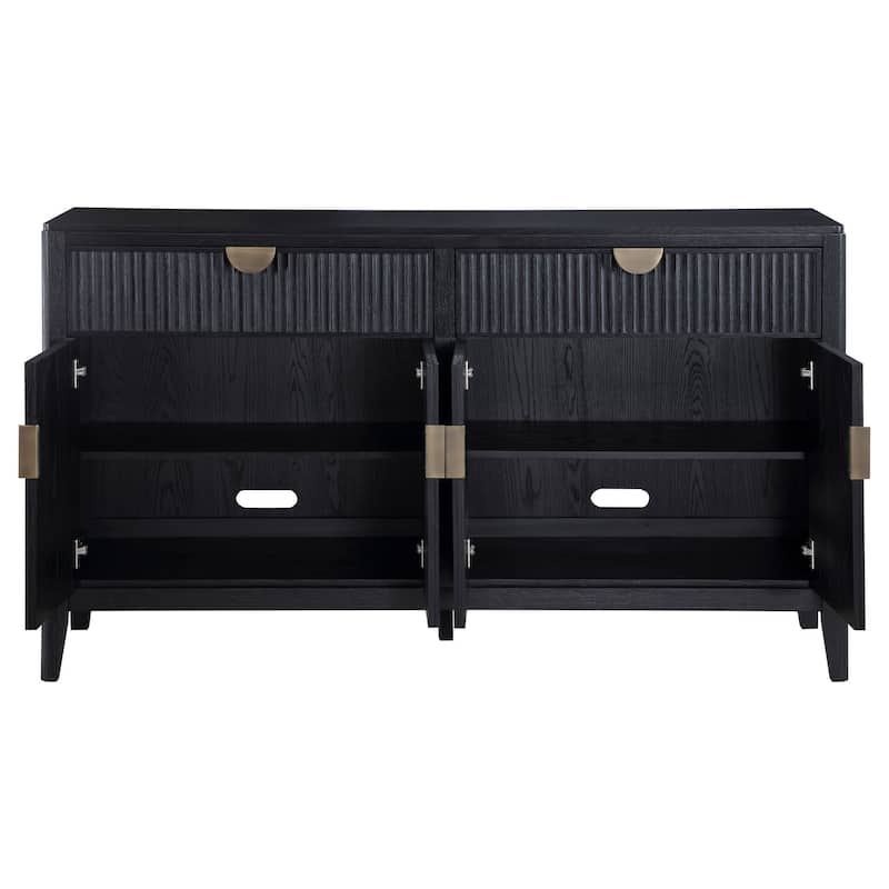 Jack 64 Inch Sideboard Buffet Console, 2 Drawers and 2 Cabinets, Black