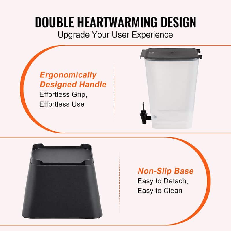 Black 5 Gallon Plastic Wide Mouth Beverage Dispenser with Leak-Proof Spigot for Events or Parties - 13.8 x 11 x 22.4 in
