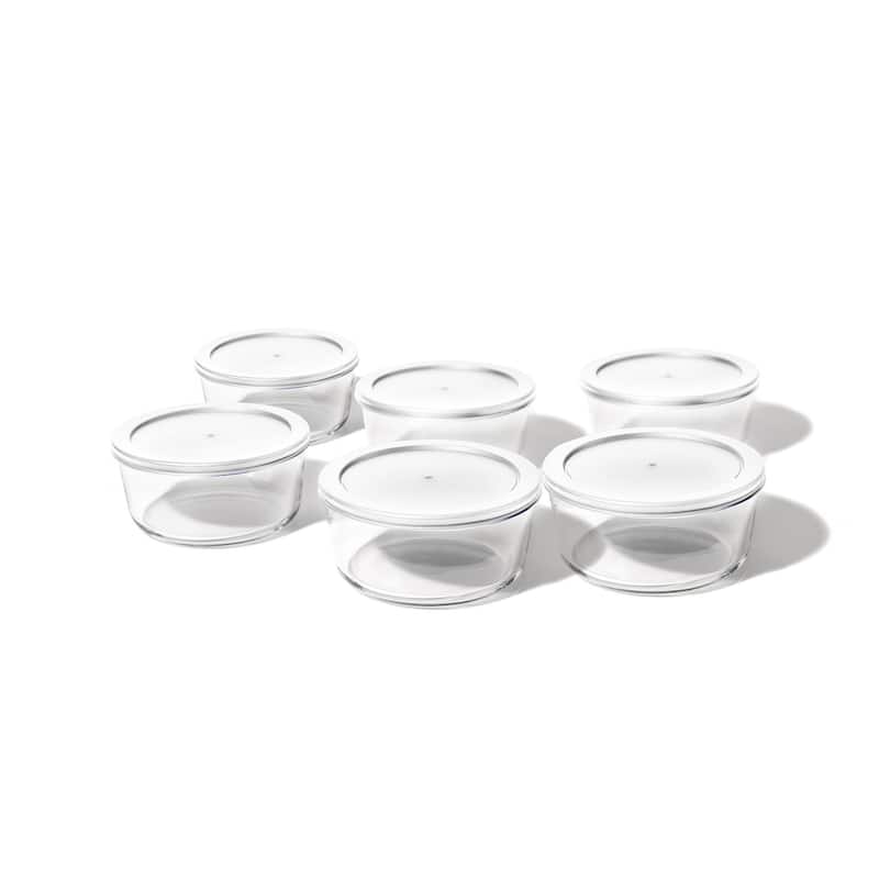 Glass Food Storage Containers Set - Round, 4-Cup (32oz) BPA-Free, Microwave & Oven Safe, Airtight Lids