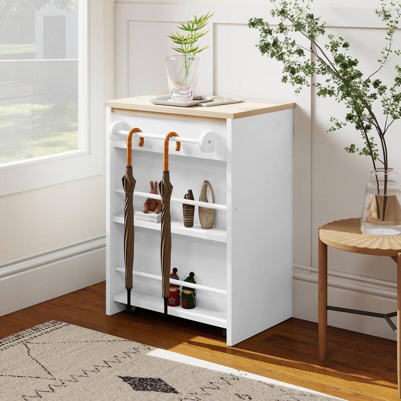 EROMMY Foldable Kitchen Island Table with Storage, Rolling Collapsible Dining & Work Table.