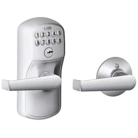 Schlage Keypad Entry and Auto-Lock Electronic Leverset with Elan Lever - Satin Chrome