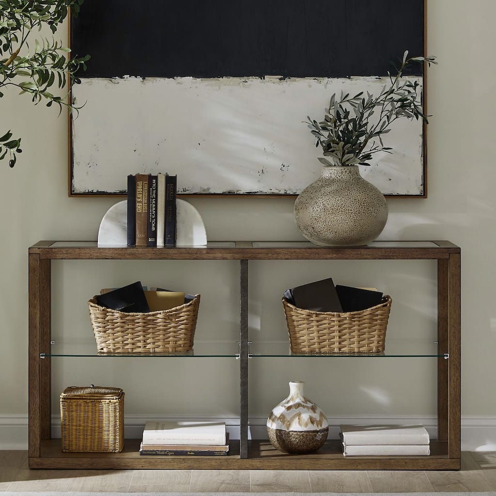 Liberty furniture Bayhill Trellis Glass Top Sofa Table - Width 59" x Depth 22" x Height 11"
