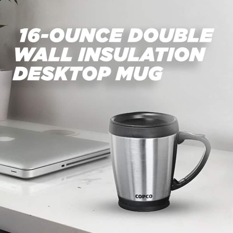 Copco Desktop Stainless Steel Coffee Mug With Easy Grip Handle - 16 oz.