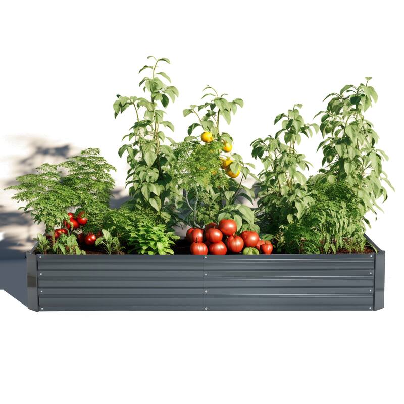 Galvanized Steel Rectangular 6-Ft x 3-Ft Raised Garden Bed Planter - 6' x 3'