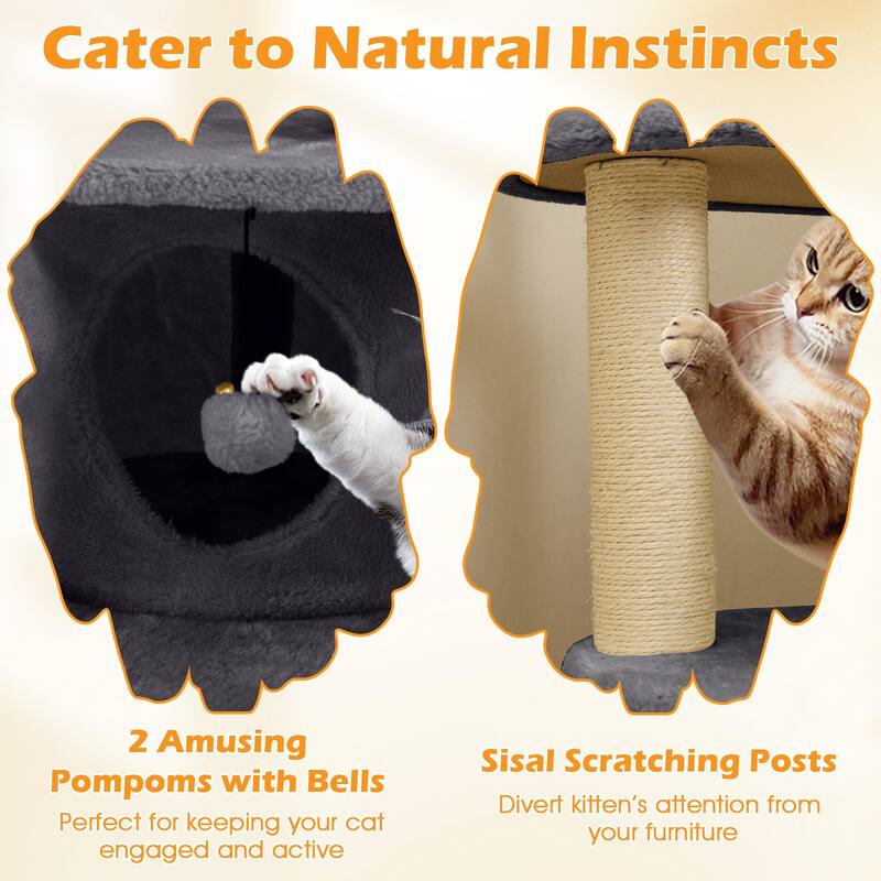Gymax Cat Tree for Adult Cats Multi-level Kitty Tower w/ Condo Padded