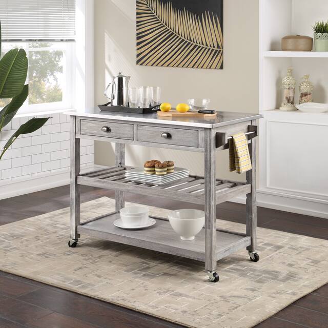 The Gray Barn Firebranch Wire-brush Kitchen Cart