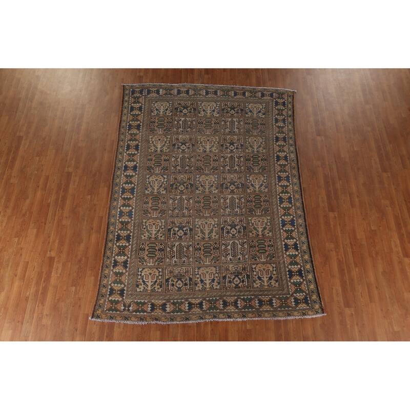Garden Design Bakhtiari Persian Vintage Rug Geometric Wool Carpet - 6'11"x 9'6"