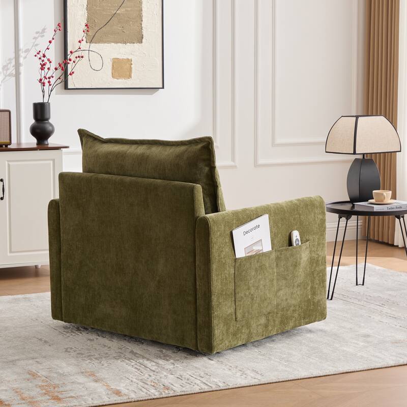 GDFStudio - Chenille 36.22" Swivel Barrel Chair