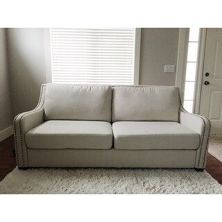 Faizah White Linen Nailhead Sloped Arm Sofa by iNSPIRE Q Artisan