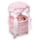 preview thumbnail 6 of 6, Badger Basket Royal Pavilion Round Doll Crib with Canopy and Bedding - Pink/White - 20" x 20" x 33"