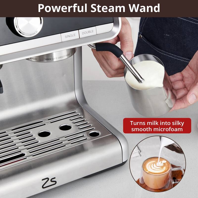 1450W 20 Bar Espresso Machine with Grinder and Milk Frother