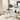 Round Dining Table Set, Wood Leisure Coffee Table with 4 Chairs, Grey