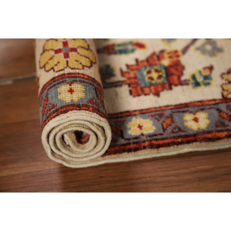 Floral Kazak Oriental Foyer Rug Hand-Knotted Wool Carpet - 2'0" x 3'0"