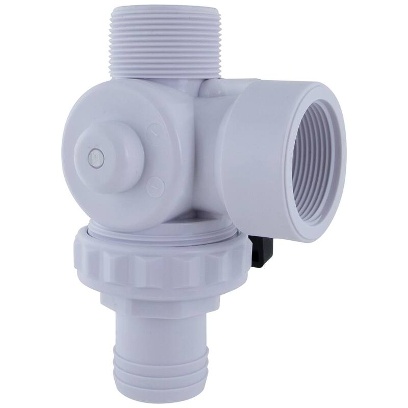 6.25-Inch White HydroTools Swimming Pool and Spa Standard Left Outlet 3-Way Ball Valve - 6.25"