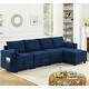 L-Shape Modular Sectional Sofa Velvet Couch w/Storage Seat, Navy Blue ...