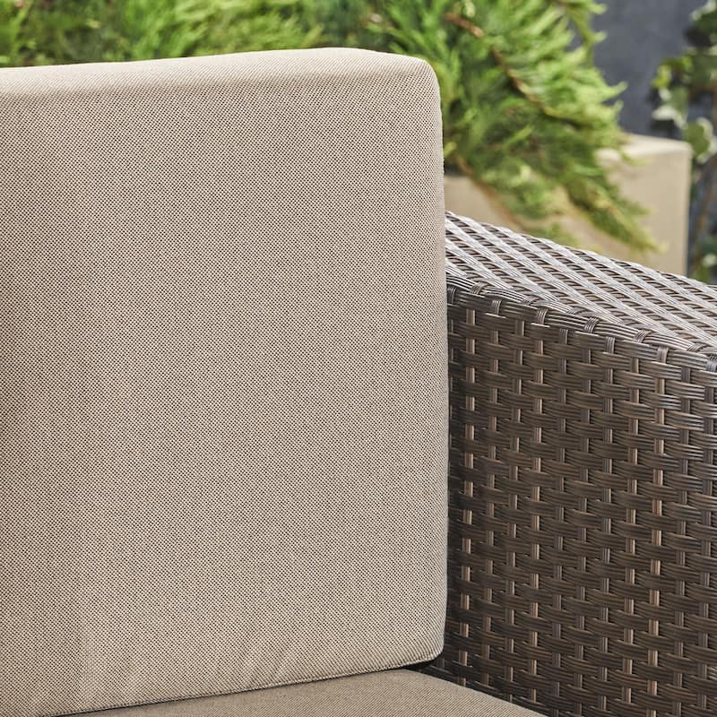 Eli Outdoor 4 Piece Swivel Club Chair Set with Round Fire Pit by Christopher Knight Home