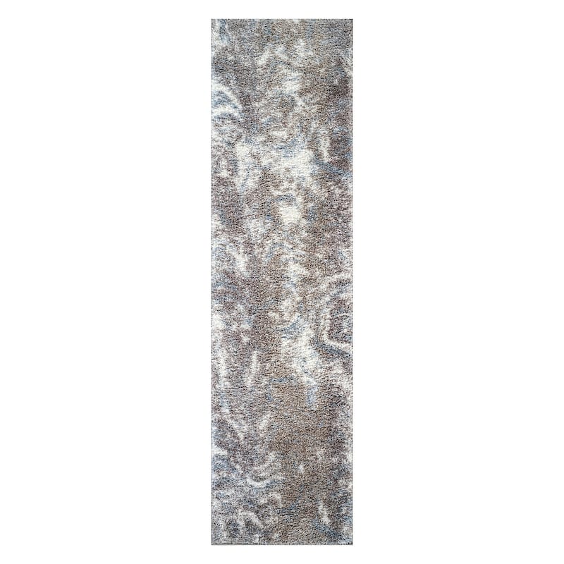 Abstract Marble Shag Rug - Anthracite Dark Gray - Plush Medium Pile, Durable with Jute Backing