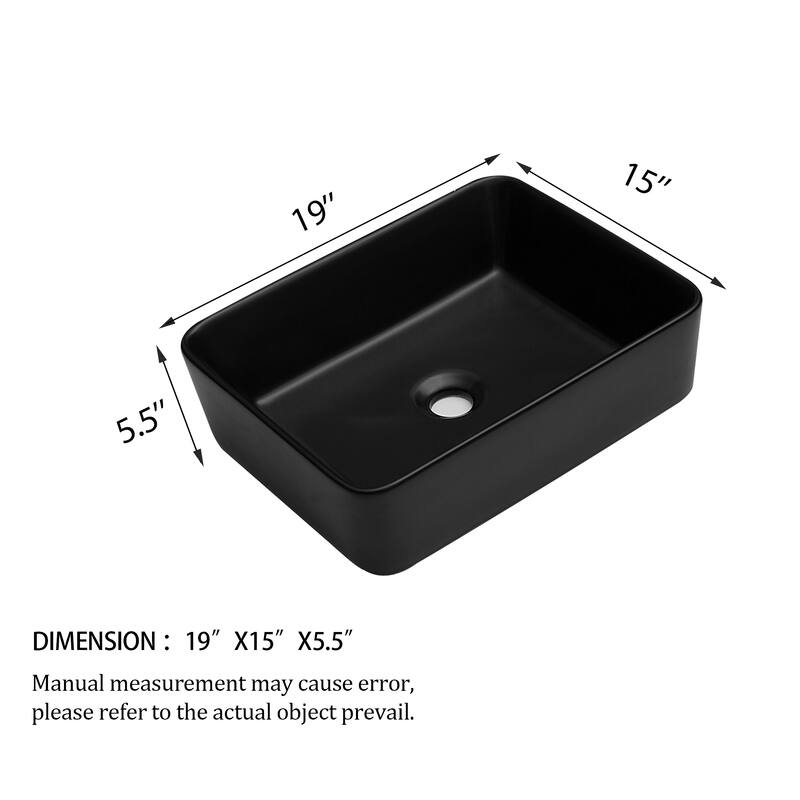 Modern 19-Inch Ceramic Bathroom Sink, Polished Finish, Easy Maintenance, and Durable Design - 19in L