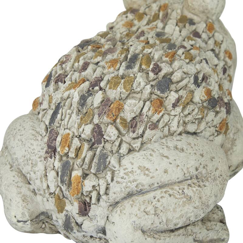 Polystone Frog Indoor Outdoor Garden Sculpture - Light Gray - Roche River Decor