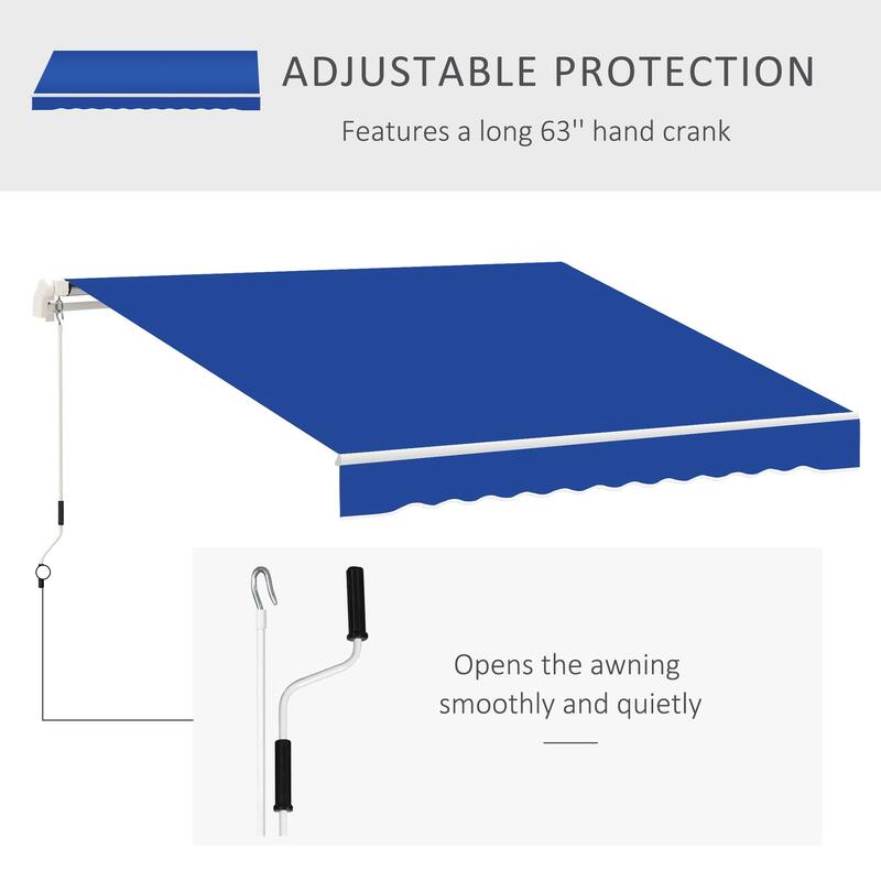 Outsunny 8' x 6.6' Patio Retractable Awning/Manual Exterior Sun Shade Deck Window Cover