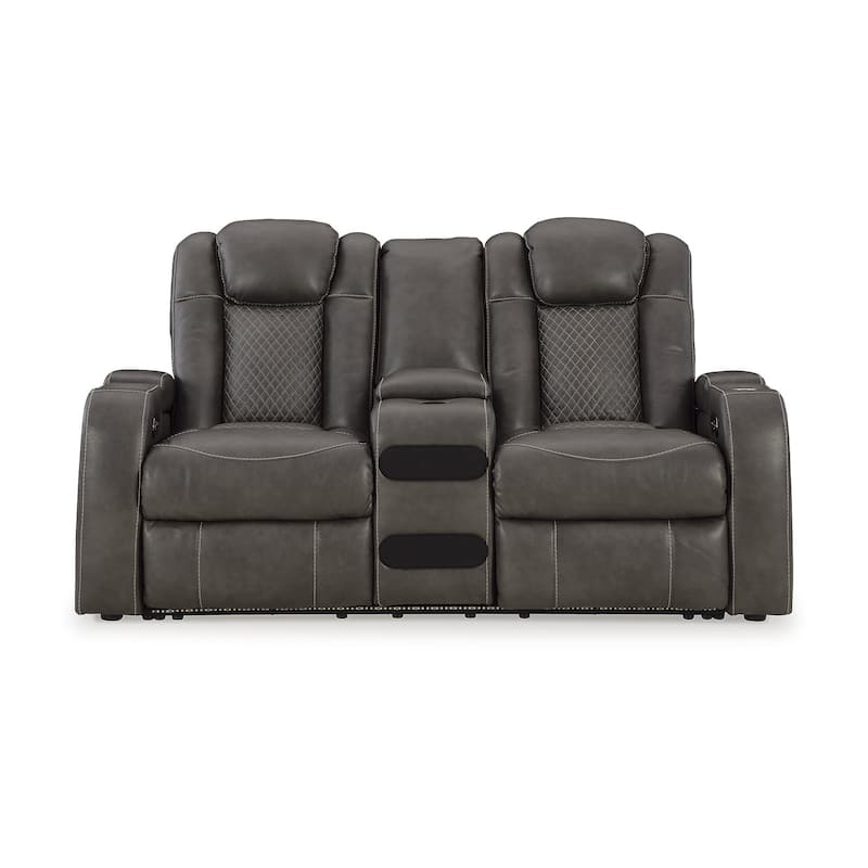 Signature Design by Ashley Fyne-Dyme Power Reclining Loveseat with Console - 74"W x 43"D x 43"H