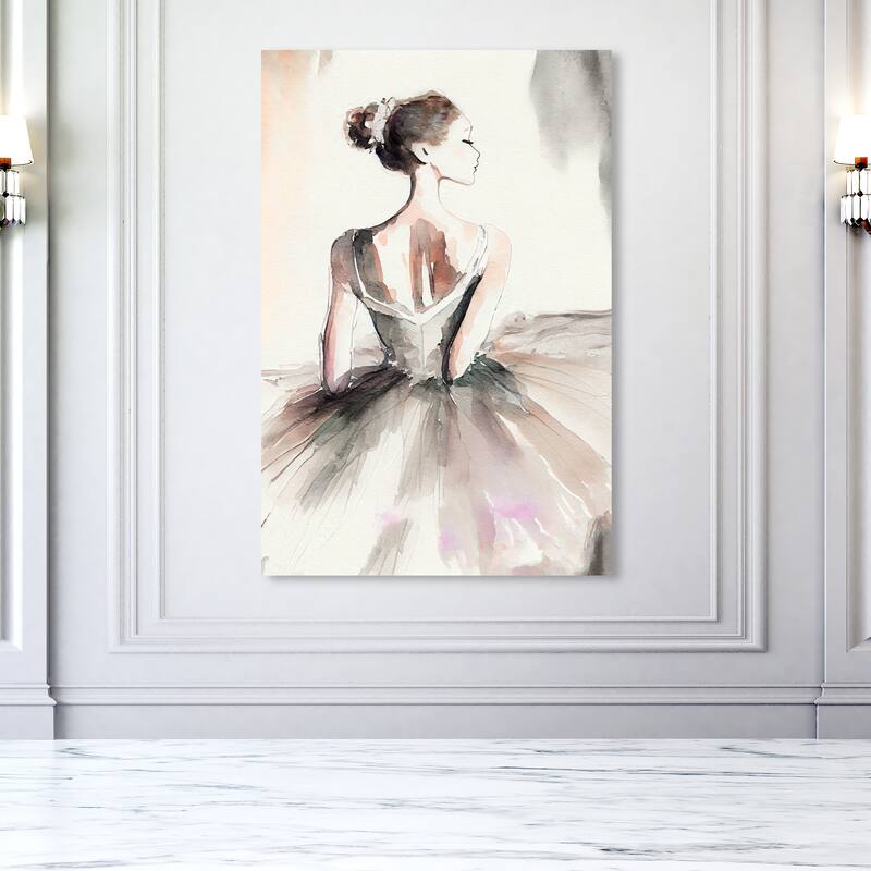 Wynwood Studio Fashion and Glam La Ballerina White and Cream White Traditional Wall Art Canvas Print - 54 x 36