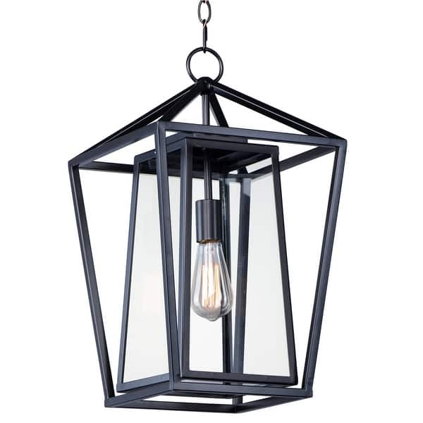 slide 2 of 6, Maxim Artisan Single Light 21" Tall Outdoor Pendant Black / Clear Glass