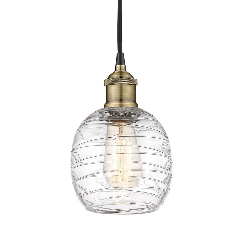 Innovations Lighting 616-1P-10-6 Belfast Pendant Belfast 6" Wide Mini - Black Antique Brass / Deco Swirl