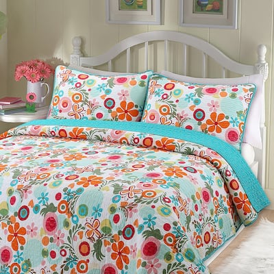 Cozy Line Rainbow Daisy Lizzie Floral Butterfly Cotton Quilt Bedding Set