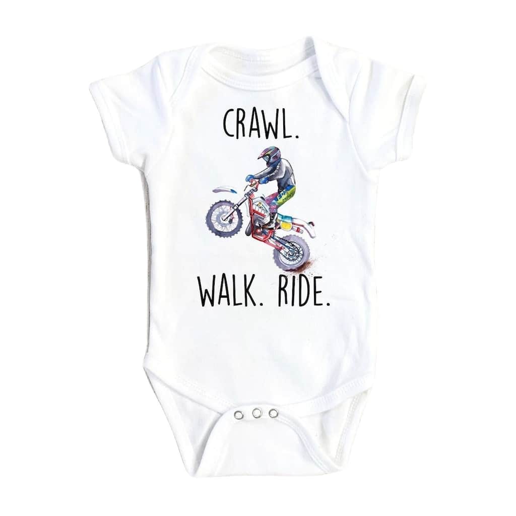 Dirt Bike Crawl - Baby Boy Girl Clothes Infant Bodysuit Funny Cute Newborn
