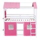 preview thumbnail 4 of 26, Twin Size Playhouse Bunk Bed with Slide, Castle-style Roof and Windows
