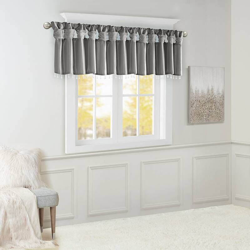 Madison Park Natalie Lightweight Faux Silk Valance with Beads - 50x26"