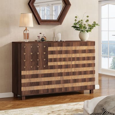 55" Buffet Sideboard Cabinet with Storage, Storage cabinet With Hand Carved Craftsmanship with 2 Drawers and 3 Doors