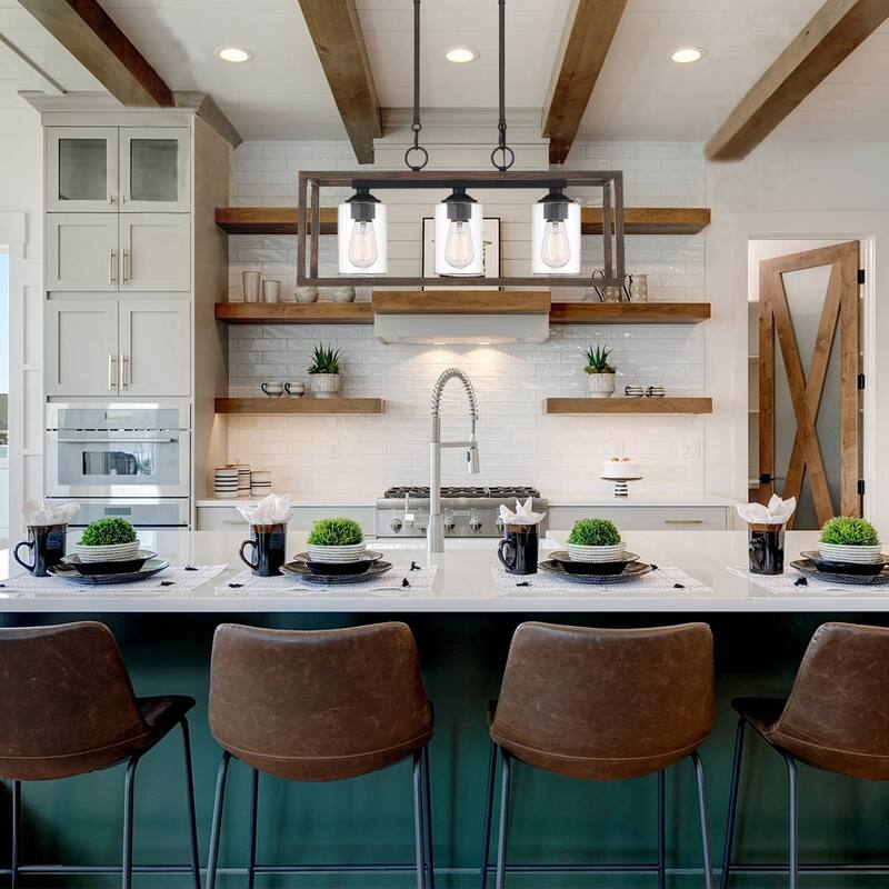 Moulins 3-ight Linear Modern Farmhouse Rectangle Chandelier with UL Certified - 25in