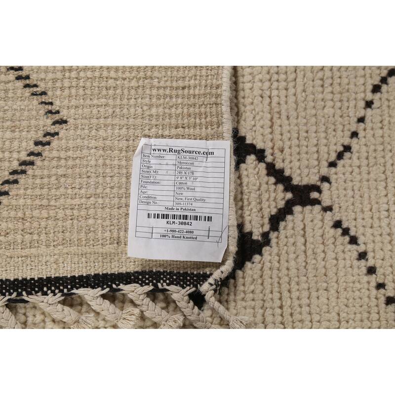 Trellis Moroccan Oriental Area Rug Handmade Modern Wool Carpet - 5'10"x 9'8"