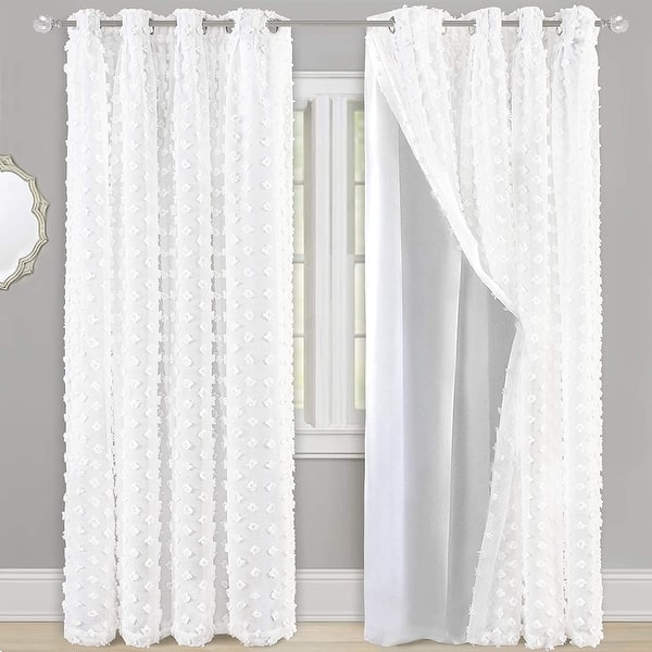 slide 2 of 6, DriftAway Olivia Pinch Pleated Voile Chiffon Sheer Blackout Curtain - 52"Width X 84 "Length 52"Width X 84 "Length - Off White
