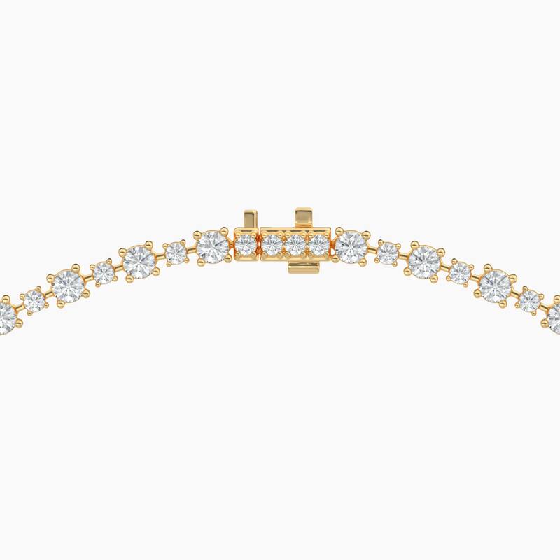 14K Gold Lab Grown Alternating Diamond Lined Oval Drop Necklace