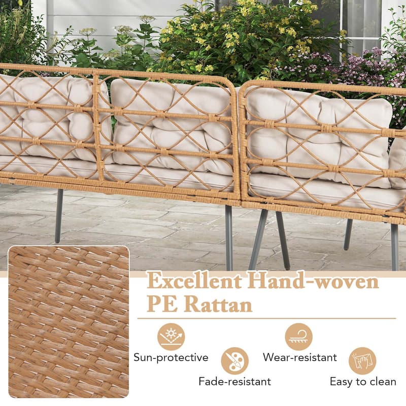 Costway 3 PCS Corner Patio Furniture Cushioned Sofa Set with Small - See Details