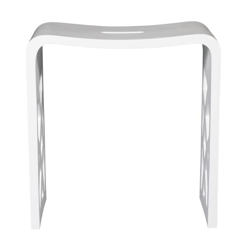 Designer White Matte Solid Surface Resin Bathroom / Shower Stool