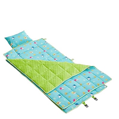 Nickelodeon Baby Shark 3-in-1 Travel Slumber Nap Mat with Built in Pillow, Blanket and Carry Backpack