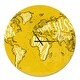 preview thumbnail 2 of 8, Designart 'Vintage Yellow Worldmap ' Oversized Global Wall CLock