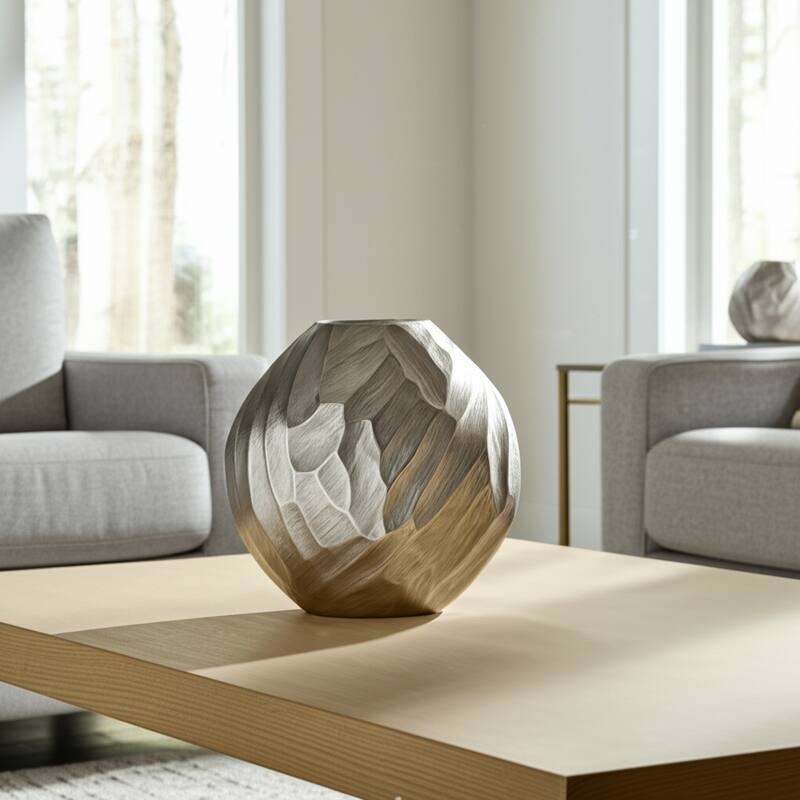 Modern Round Metal Table Vase - Flower Vase