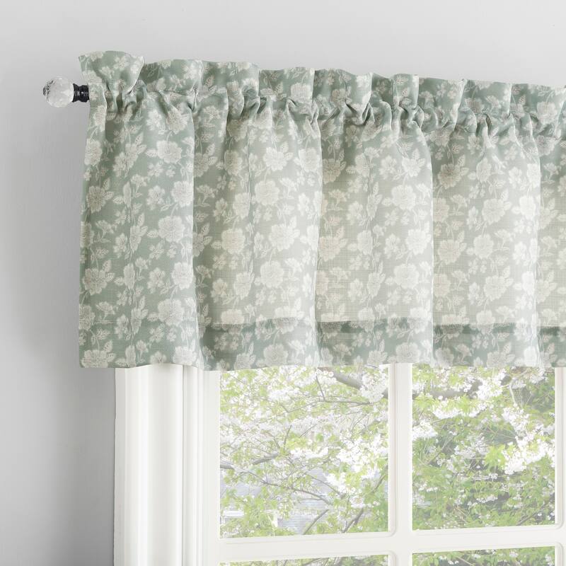 No. 918 Mistral Floral Semi-Sheer Rod Pocket 1-Piece Kitchen Curtain Valance