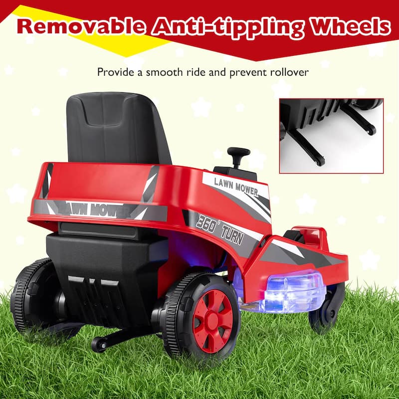 Costway 12V Ride on Lawn Mower with Dual Control Sticks LED Lights - See Details