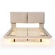 preview thumbnail 3 of 11, Beige Queen Size Platform Bed w/ Sensor Light, 2 Large Backrests & USB Port