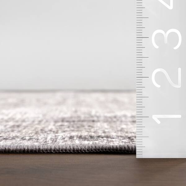 dimension image slide 1 of 2, Nuloom Winnie SplashGuard Distressed Medallion Machine Washable Area Rug