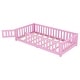 preview thumbnail 25 of 106, Twin/Full/Queen Size Floor Bed with Safety Guardrails for Kids, Wood Montessori Bedframe w/ Door, Children's Noiseless Beds